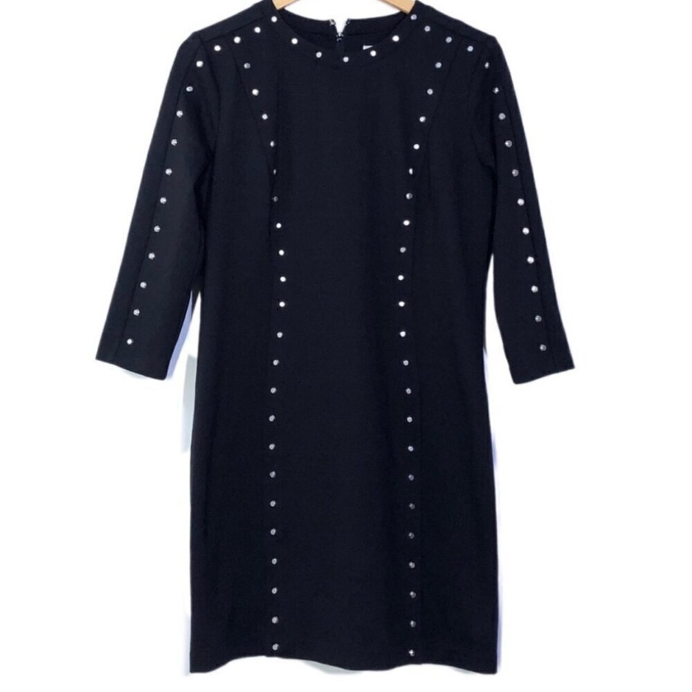 Michael Kors SZ 6 Black Sheath Dress Studded Modern Minimalist Wardrobe Staple